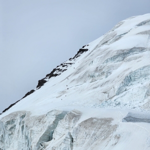 The descent down the steep face